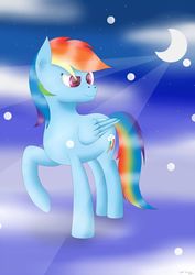 Size: 480x678 | Tagged: safe, artist:lightbluely102, rainbow dash, pegasus, pony, g4, female, mare, moon, raised hoof, solo