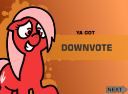 Size: 2197x1617 | Tagged: safe, oc, oc only, oc:downvote, pony, banned from equestria daily, derpibooru, g4, derpibooru ponified, gradient background, meta, ponified, solo, splash art, vector, ya got