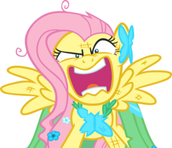 Size: 5000x4293 | Tagged: safe, artist:greseres, fluttershy, pony, g4, the best night ever, absurd resolution, clothes, dress, female, flutterrage, gala dress, simple background, solo, transparent background, vector, you're going to love me