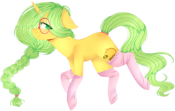 Size: 3786x2404 | Tagged: safe, artist:shiromidorii, oc, oc only, oc:honey nevaeh, pony, unicorn, clothes, female, glasses, high res, mare, simple background, socks, solo, transparent background