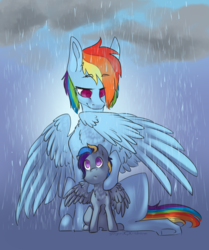Size: 950x1134 | Tagged: safe, artist:yuyusunshine, rainbow dash, oc, oc:wonder storm, pony, g4, chest fluff, colt, male, offspring, parent:rainbow dash, parent:soarin', parents:soarindash, rain