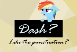 Size: 1850x1250 | Tagged: safe, artist:pony-from-everfree, rainbow dash, pony, g4, annoyed, bemused, cover art, digital art, female, filly, filly rainbow dash, foal, lineless, pun, punctuation, question mark, solo, younger