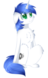 Size: 1468x2358 | Tagged: dead source, safe, artist:php146, oc, oc only, oc:shifting gear, pony, unicorn, chest fluff, colored pupils, eye clipping through hair, human shoulders, male, simple background, sitting, solo, stallion, transparent background