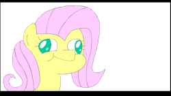 Size: 640x360 | Tagged: safe, artist:welcometoplok, fluttershy, pegasus, pony, g4, animated, eye shimmer, female, gif, grin, meme, smiling, solo