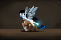 Size: 1920x1280 | Tagged: safe, artist:egstudios93, oc, oc only, oc:graceful, pegasus, pony, clothes, jedi, lightsaber, male, mouth hold, solo, stallion, star wars, weapon