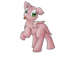 Size: 1024x768 | Tagged: safe, artist:usagi-zakura, oc, oc only, oc:butters, oc:sir reginald butterscop pendragon iv jr., alicorn, pony, alicorn oc, bald, simple background, solo, tongue out, transparent background