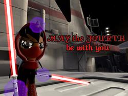 Size: 1400x1050 | Tagged: safe, artist:soad24k, oc, oc only, oc:soadia, pony, 3d, gmod, lightsaber, may the fourth be with you, solo, star wars, weapon