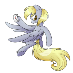 Size: 1000x1000 | Tagged: safe, artist:espeonna, derpy hooves, pegasus, pony, g4, female, heart, letter, simple background, solo, transparent background
