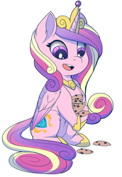 Size: 545x793 | Tagged: safe, artist:evehly, princess cadance, alicorn, pony, g4, chibi, cookie, cute, cutedance, female, food, mare, short legs, simple background, solo, white background