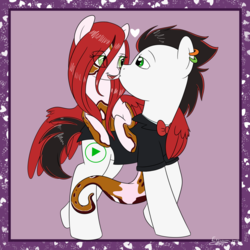 Size: 1280x1280 | Tagged: safe, artist:espeonna, oc, oc only, pony, clothes, heart, kissing, suit