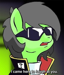 Size: 619x720 | Tagged: safe, artist:lockhe4rt, oc, oc only, oc:filly anon, pony, bust, char aznable, female, filly, gundam, meme, ponified, solo, sunglasses, zeta gundam