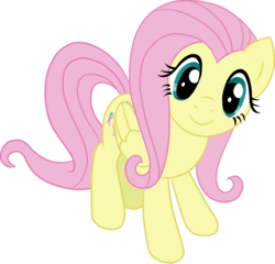 Size: 3822x3666 | Tagged: safe, artist:nekokevin, fluttershy, pegasus, pony, g4, cute, female, folded wings, high res, looking at you, looking up, looking up at you, shyabetes, simple background, smiling, solo, standing, transparent background, turned head