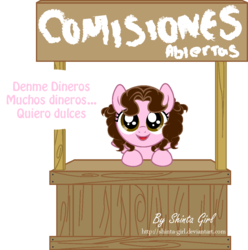 Size: 1001x1011 | Tagged: safe, artist:shinta-girl, oc, oc only, oc:shinta pony, pony, commission, female, filly, solo, spanish, translated in the comments