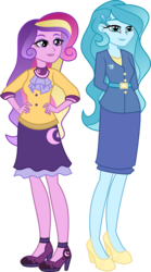 Size: 4991x9000 | Tagged: safe, artist:limedazzle, princess cadance, princess celestia, princess luna, principal celestia, queen chrysalis, vice principal luna, human, equestria girls, g4, absurd resolution, alternate universe, arm behind back, clothes, duo, hand behind back, hand on hip, hands behind back, high heels, purified chrysalis, role reversal, shoes, show accurate, simple background, skirt, transparent background, vector