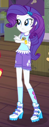 Size: 234x606 | Tagged: safe, screencap, rarity, equestria girls, g4, my little pony equestria girls: legend of everfree, boots, bracelet, camp everfree outfits, clothes, cropped, crossed arms, female, jewelry, shorts, socks, solo