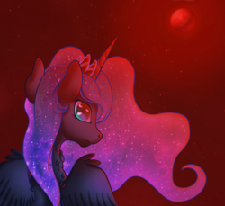 Size: 2076x1900 | Tagged: safe, artist:miiv12, princess luna, pony, g4, blood moon, female, moon, night, solo, stars