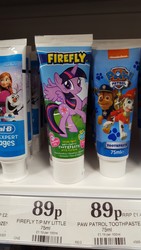 Size: 2988x5312 | Tagged: safe, twilight sparkle, alicorn, dog, human, pony, g4, anna, anna (frozen), chase (paw patrol), firefly (toothpaste), frozen (movie), high res, irl, looking at you, marshall (paw patrol), merchandise, olaf, paw patrol, photo, product, snowman, toothpaste, twilight sparkle (alicorn)