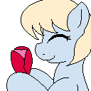 Size: 128x128 | Tagged: safe, artist:eclipsepenumbra, oc, oc only, oc:tulip toss, pony, animated, femboy, gif, heart, male, pixel art, simple background, solo, transparent background