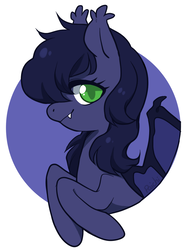 Size: 762x1022 | Tagged: safe, artist:paichitaron, oc, oc only, oc:halfmoon, bat pony, pony, bust, green eyes, smiling, solo