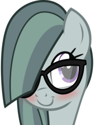 Size: 3168x4220 | Tagged: safe, artist:slb94, marble pie, earth pony, pony, g4, blushing, bust, cute, female, glasses, hair over one eye, high res, marblebetes, mare, nerd, simple background, solo, transparent background, vector