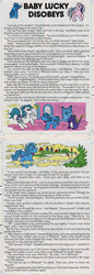 Size: 575x1666 | Tagged: safe, baby lucky, majesty, spike (g1), twilight, dragon, pony, comic:my little pony (g1), g1, official, bowtie, colt, comic, dream castle, female, foal, fog, male, mist, parenting, playing, story, will o' the wisp