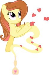 Size: 6400x9725 | Tagged: safe, artist:parclytaxel, oc, oc only, oc:milana roseta, genie, genie pony, pegasus, pony, .svg available, absurd resolution, bottle, female, flower, heart, mare, petals, raised hoof, rose, scattering, simple background, smiling, solo, transparent background, vector