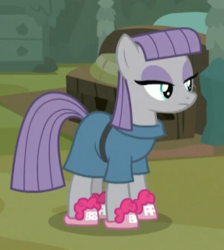 Size: 304x340 | Tagged: safe, screencap, maud pie, earth pony, pony, g4, rock solid friendship, clothes, cropped, female, pinkie slippers, slippers, solo