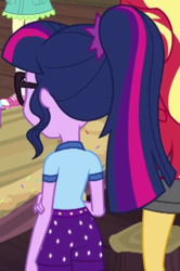 Size: 292x441 | Tagged: safe, screencap, sci-twi, twilight sparkle, equestria girls, g4, legend of everfree, camp everfree outfits, cropped, female, rear view, solo focus