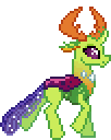 Size: 102x128 | Tagged: safe, artist:botchan-mlp, thorax, changedling, changeling, g4, animated, cute, desktop ponies, gif, king thorax, male, pixel art, simple background, solo, sprite, thorabetes, transparent background, trotting, walking