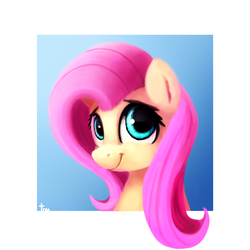 Size: 1793x1793 | Tagged: safe, artist:thefloatingtree, fluttershy, pegasus, pony, g4, bust, cute, female, fourth wall, looking at you, mare, portrait, shyabetes, smiling, solo