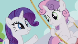 Size: 1136x640 | Tagged: safe, screencap, rarity, sweetie belle, pony, forever filly, g4, sisters
