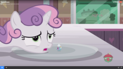 Size: 1920x1080 | Tagged: safe, screencap, sweetie belle, pony, unicorn, forever filly, g4, season 7, female, filly, filly clown suprise, food, ice cream, male, mare, simpsons did it, solo, the simpsons