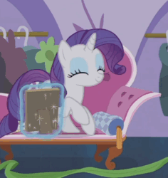 Size: 329x349 | Tagged: safe, screencap, rarity, pony, unicorn, forever filly, g4, animated, animation error, blinking, cute, female, gif, it's coming right at us, magic, mare, raribetes, smiling, solo, telekinesis