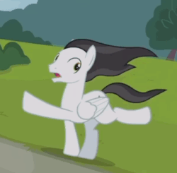 Size: 323x316 | Tagged: safe, screencap, mercury, starry eyes (character), pegasus, pony, forever filly, g4, afro, animated, gif, male, solo, stallion