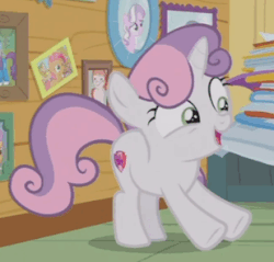 Size: 309x295 | Tagged: safe, screencap, sweetie belle, pony, unicorn, forever filly, g4, animated, cropped, cute, cutie mark, diasweetes, female, filly, gif, solo, the cmc's cutie marks
