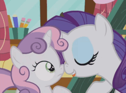 Size: 474x349 | Tagged: safe, screencap, rarity, sweetie belle, pony, unicorn, forever filly, g4, animated, boop, female, filly, gif, mare, noseboop, siblings, sisters