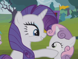 Size: 698x528 | Tagged: safe, screencap, rarity, sweetie belle, pony, unicorn, forever filly, g4, animated, female, gif, puppet, puppet show, sad