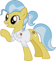 Size: 1791x1961 | Tagged: safe, artist:sonofaskywalker, doctor fauna, earth pony, pony, fluttershy leans in, g4, clothes, female, mare, raised hoof, simple background, solo, that was fast, transparent background, vector