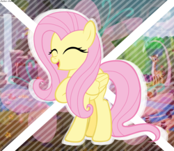Size: 5971x5201 | Tagged: safe, artist:asika-aida, fluttershy, pegasus, pony, fluttershy leans in, g4, absurd resolution, cute, eyes closed, female, mare, raised hoof, shyabetes, smiling, solo