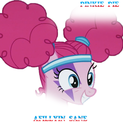 Size: 1080x1080 | Tagged: safe, artist:j-115, edit, edited screencap, screencap, pinkie pie, pony, g4, aladdin sane, album cover, background removed, bust, david bowie, female, parody, pinkie puffs, ponified, ponified album cover, portrait, simple background, solo, white background