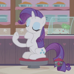 Size: 400x400 | Tagged: safe, screencap, rarity, pony, forever filly, g4, season 7, animated, clapping, cropped, eyes closed, female, gif, solo