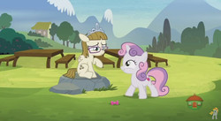 Size: 848x465 | Tagged: safe, screencap, sweetie belle, zippoorwhill, pony, forever filly, g4, dog toy