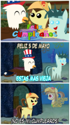 Size: 1080x1922 | Tagged: safe, artist:archooves, oc, oc only, oc:tailcoatl, pony, cinco de mayo, it's not my birthday, meme, mexican, opposite day, pointy ponies, solo, spanish, spongebob squarepants, statue of liberty, translated in the comments