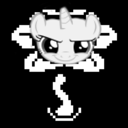 Size: 1000x1000 | Tagged: safe, rarity, pony, forever filly, g4, female, flowerity, flowey, monochrome, solo, undertale