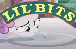Size: 761x490 | Tagged: safe, edit, edited screencap, screencap, sweetie belle, pony, forever filly, g4, female, filly clown suprise, food, ice cream, lil' bits, rick and morty, solo, sweetie's plate