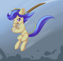 Size: 1761x1703 | Tagged: safe, artist:dusthiel, oc, oc only, earth pony, pony, blank flank, colored pupils, female, looking at you, mare, open mouth, solo, sword, weapon