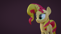 Size: 1920x1080 | Tagged: safe, artist:calliegreen, sunset shimmer, pony, unicorn, g4, 3d, blender, female, simple background, solo