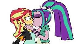 Size: 840x480 | Tagged: safe, artist:ktd1993, aria blaze, sunset shimmer, equestria girls, g4, duo, female, kiss on the lips, kissing, lesbian, shipping, sunblaze