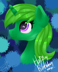 Size: 2000x2500 | Tagged: safe, artist:saturnstar14, oc, oc only, oc:lime dream, pony, birthday gift, bust, high res, portrait, solo