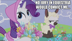 Size: 880x500 | Tagged: safe, edit, edited screencap, screencap, rarity, sweetie belle, pony, forever filly, g4, meme, rari-bo peep, sheepie belle, sweetie belle is not amused